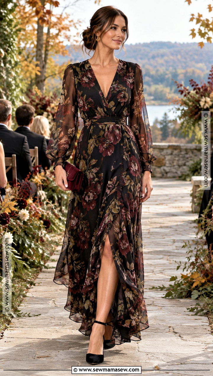 Black Floral Maxi October Wedding Dress - 25 october wedding dresses