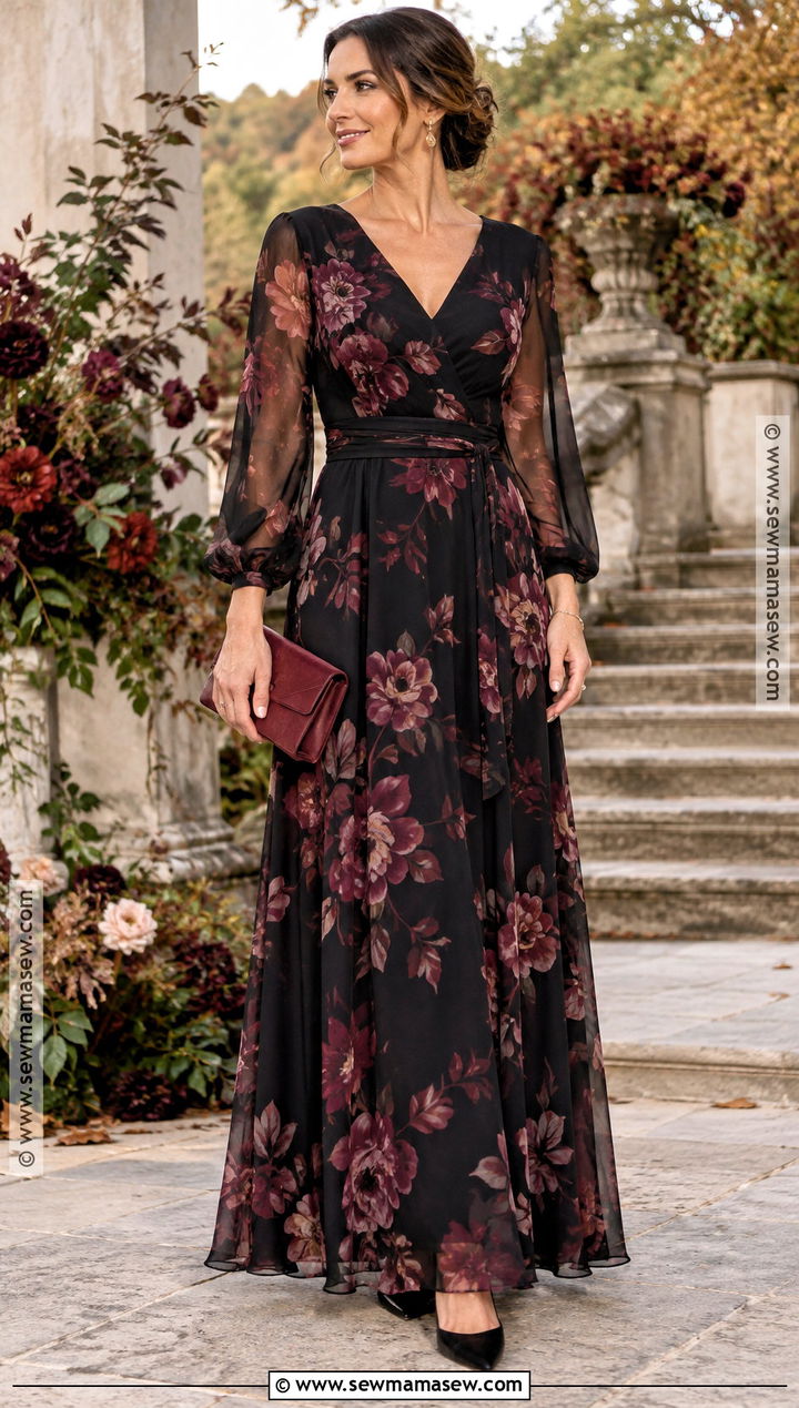 Black Floral Mother of the Groom Maxi Dress - 20 mother of the groom dresses fall wedding