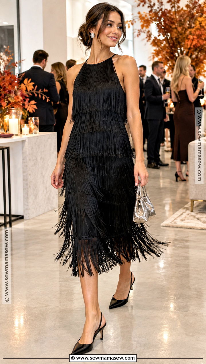 Black Fringe Party Dress - 20 fall party dresses for women