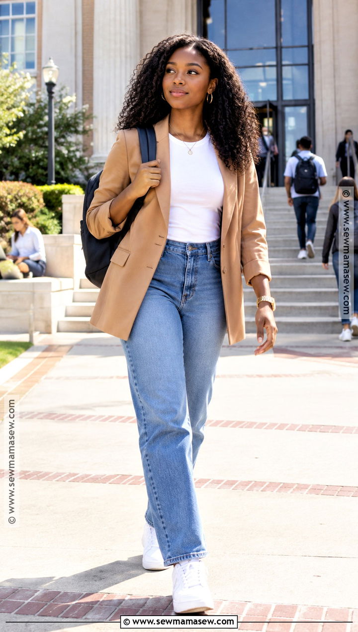Black Girl Blazer And Sneakers Outfit - 15 cute back to school outfits black