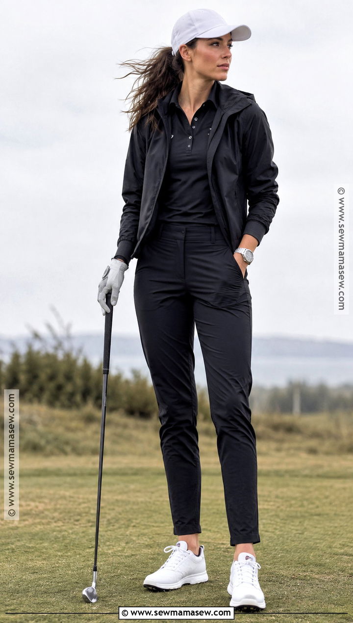 Black Golf Outfit With Wind Jacket - 15 fall golf attire ideas