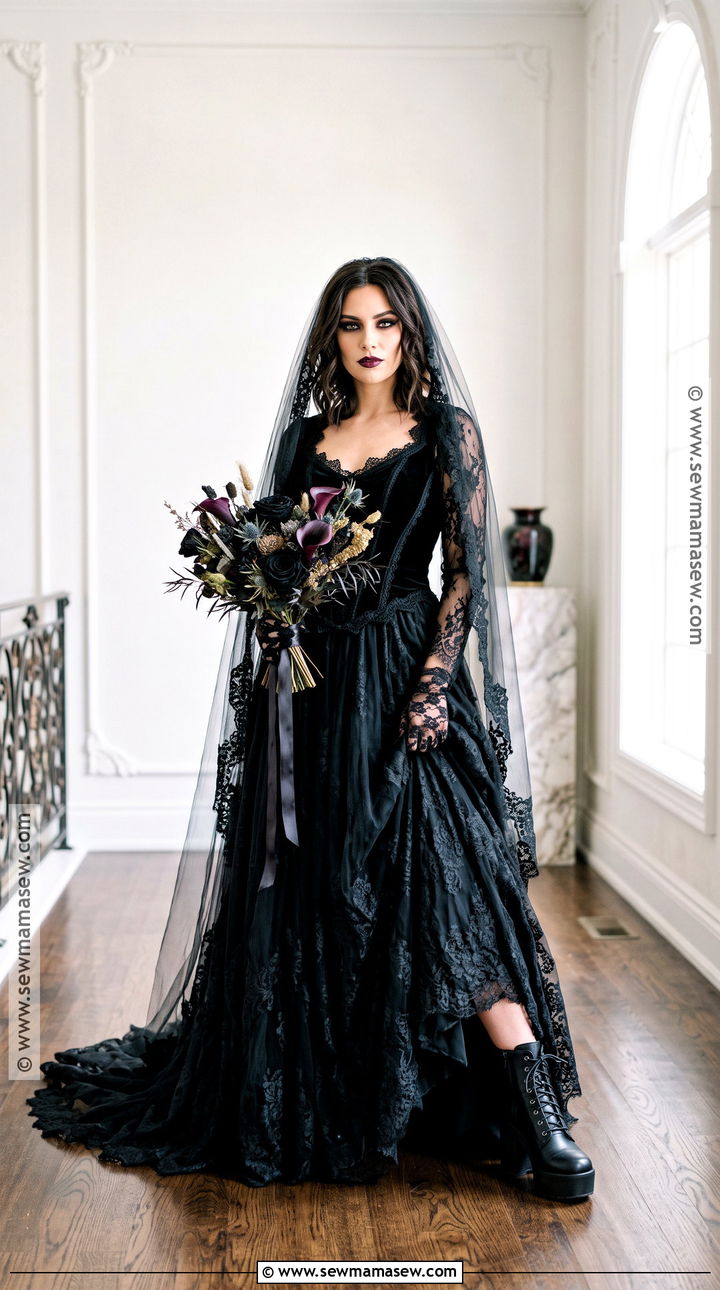 Black Gothic Bride Costume - 30 halloween bride costumes