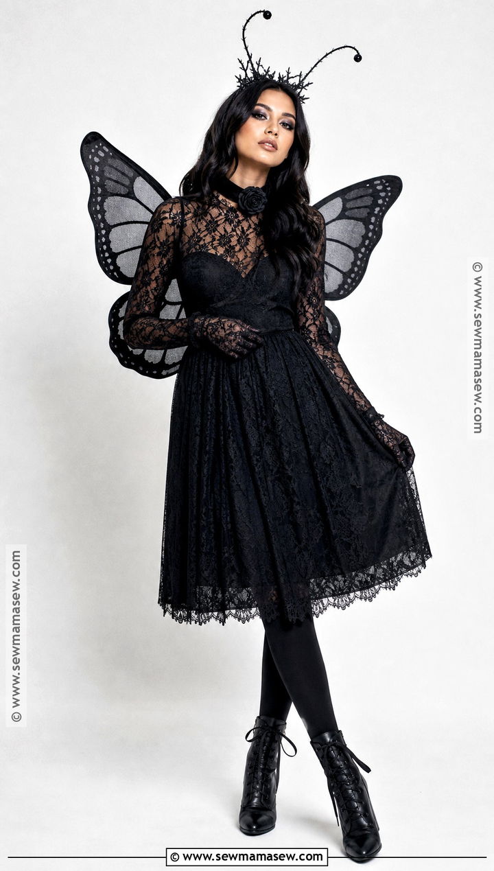 Black Gothic Butterfly Costume With Lace Dress - 30 Butterfly Costume Women's Ideas