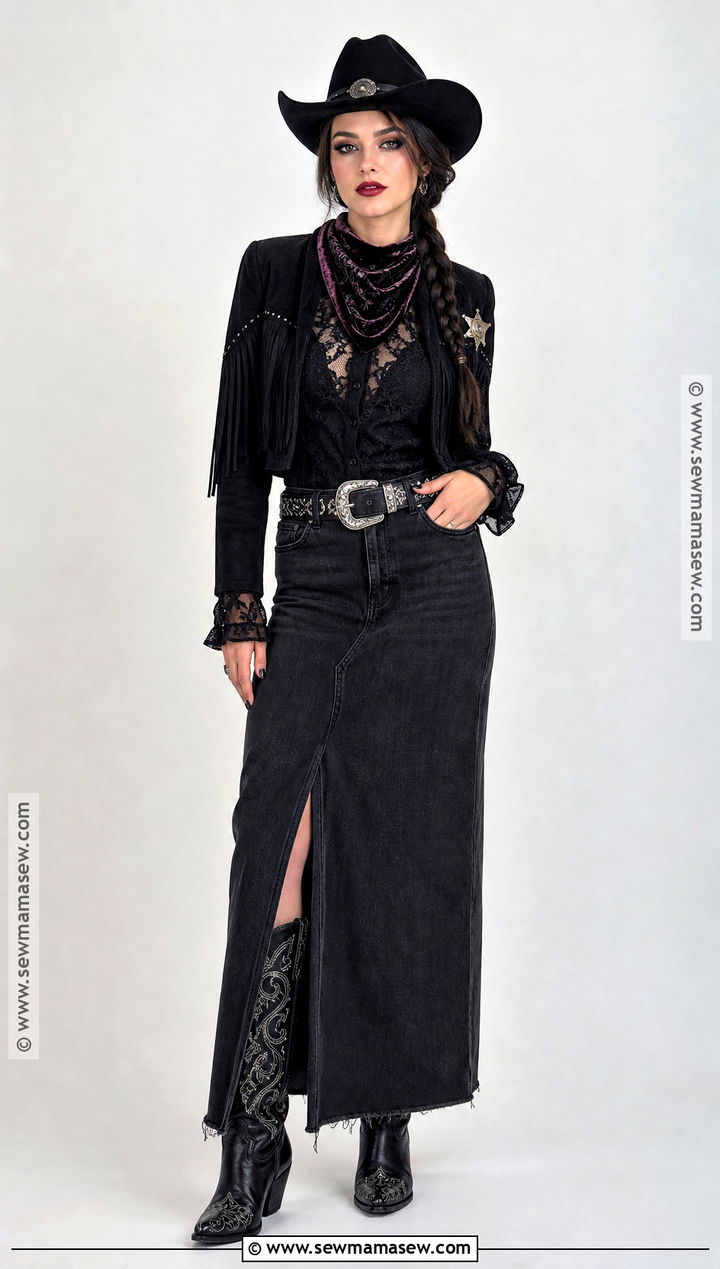 Black Gothic Cowgirl Halloween Outfit - 40 cowgirl outfits halloween