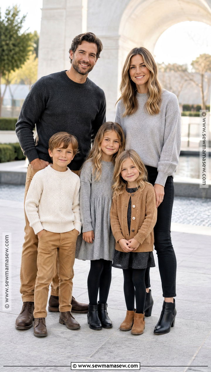 Black Gray And Camel Sweater Family Outfit - 15 fall family photos sweaters