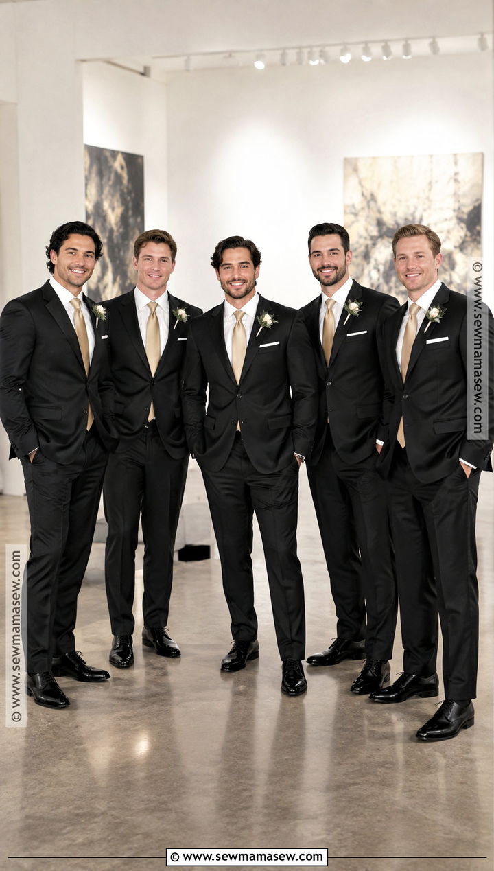 Black Groomsmen Suits With Gold Accents - 15 september groomsmen attire ideas