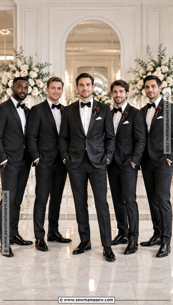 Black Groomsmen Tuxedos With Black Bow Ties - 15 september groomsmen attire ideas