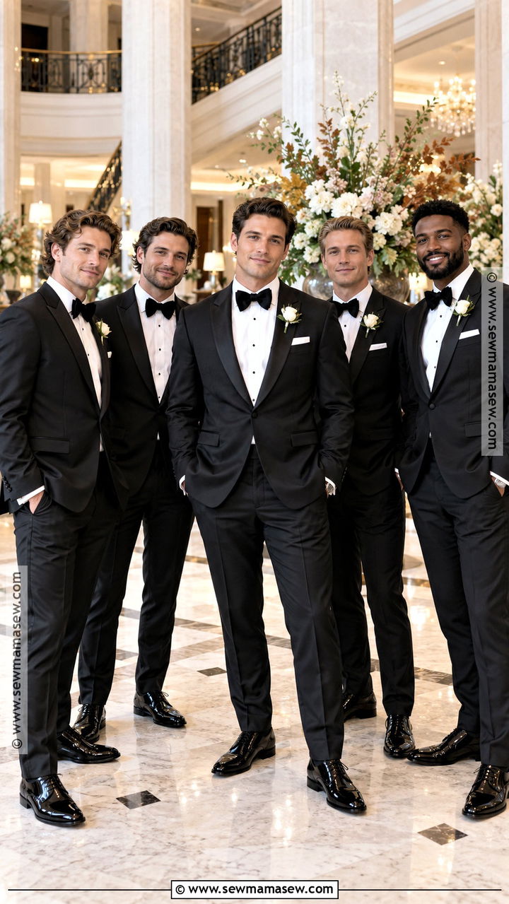 Black Groomsmen Tuxedos With Velvet Bow Ties - 20 groomsmen attire fall ideas