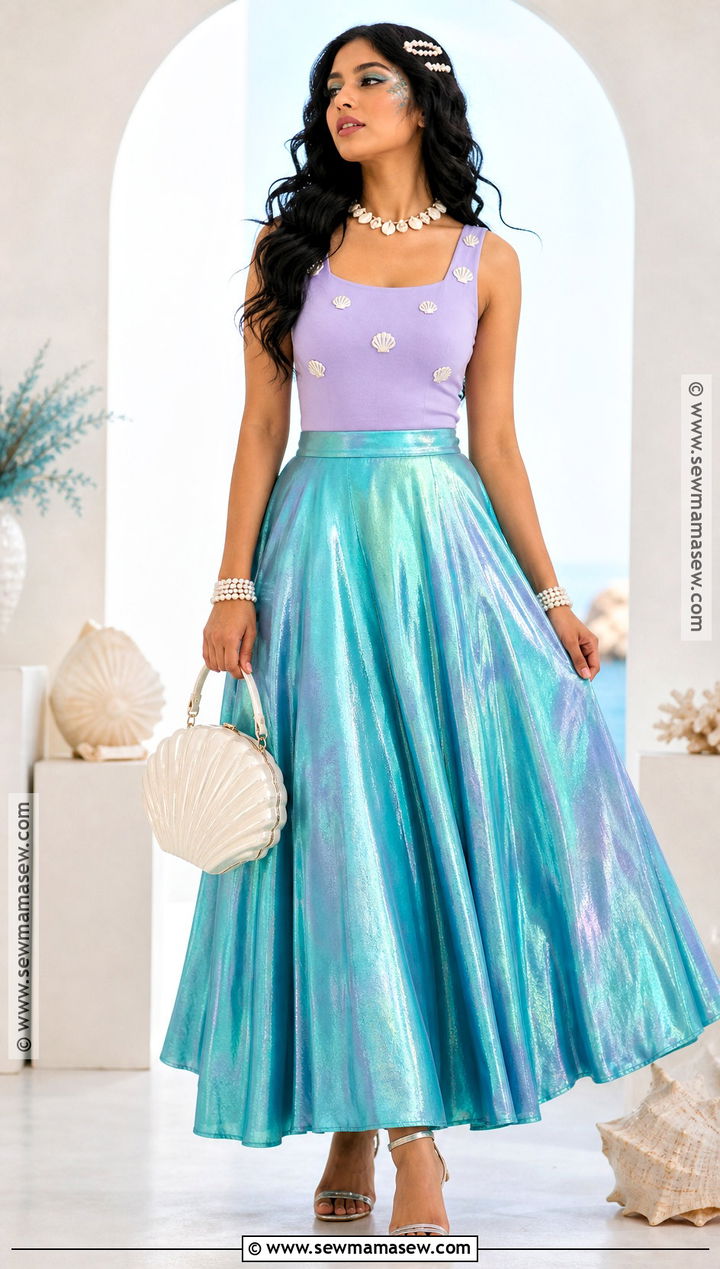 Black Hair Mermaid Costume With Teal Skirt - 40 halloween costumes black hair