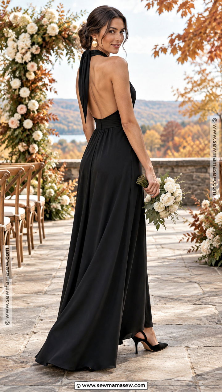 Black Halter Bridesmaid Dress For Fall - 20 black bridesmaid dresses fall