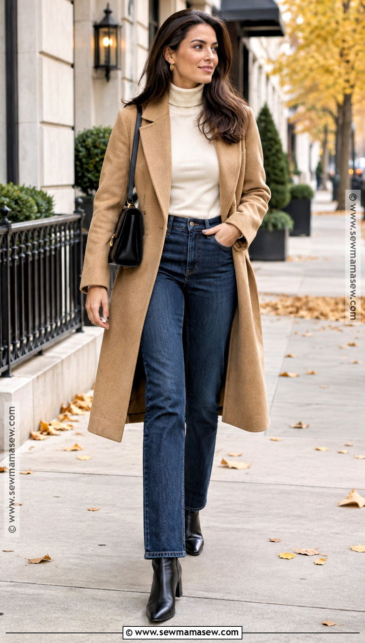 Black Heeled Ankle Boots With Straight Leg Jeans - 15 fall heel boots