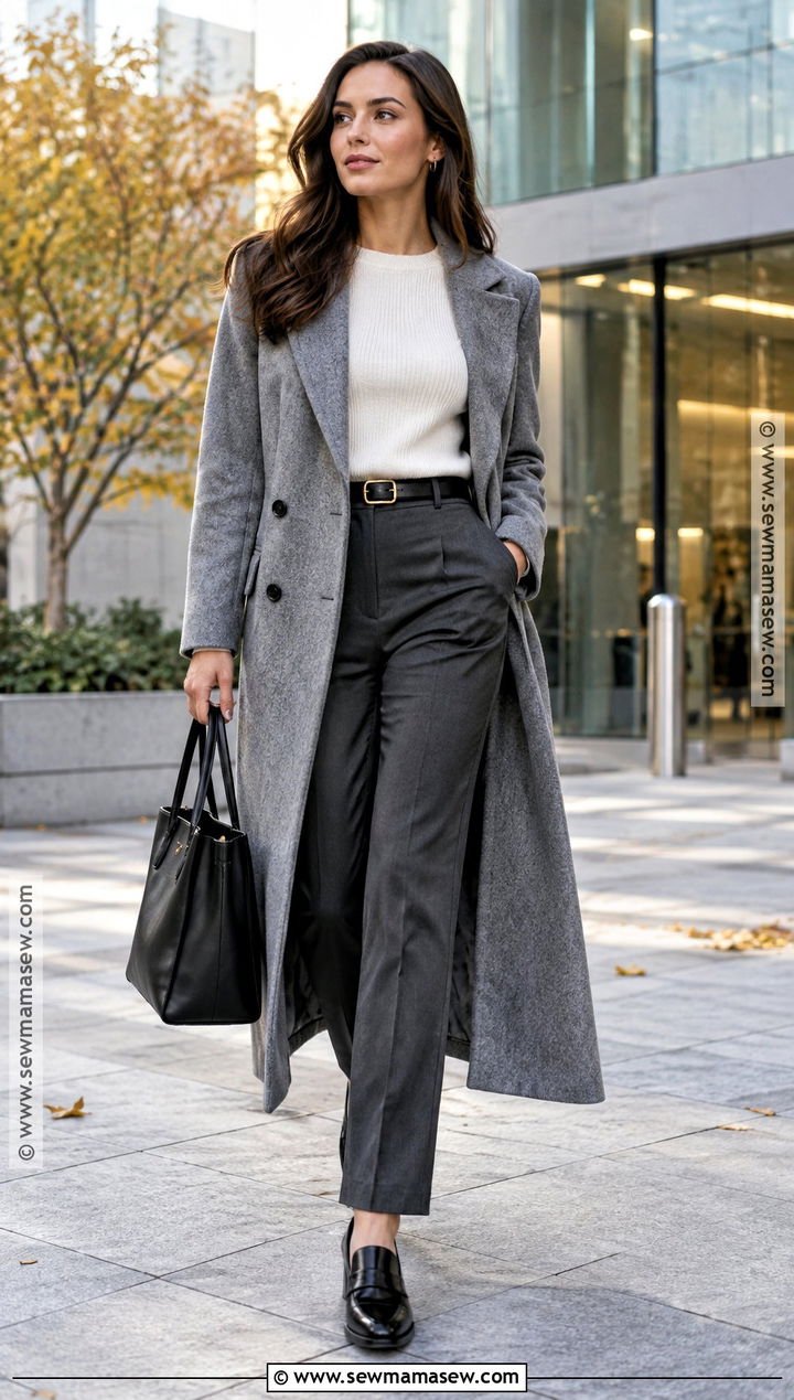 Black Heeled Loafers With Tailored Trousers - 25 shoes for autumn