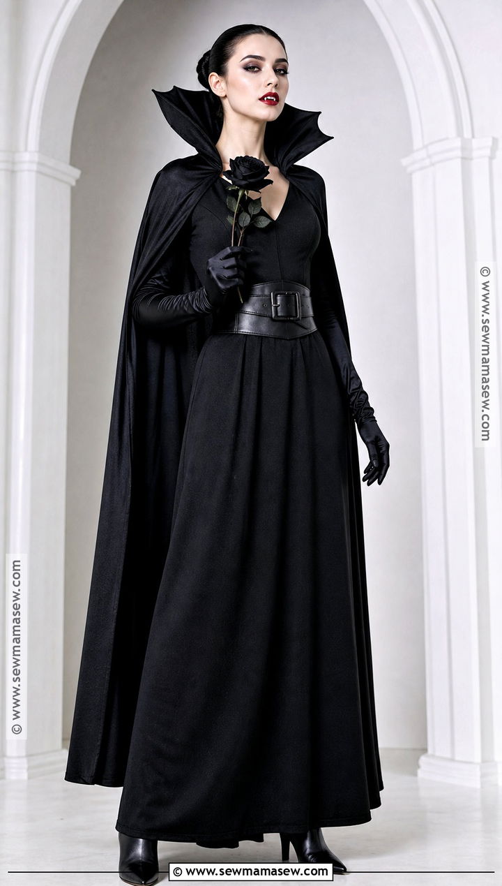 Black High Collar Vampire Dress - 30 black vampire dress ideas