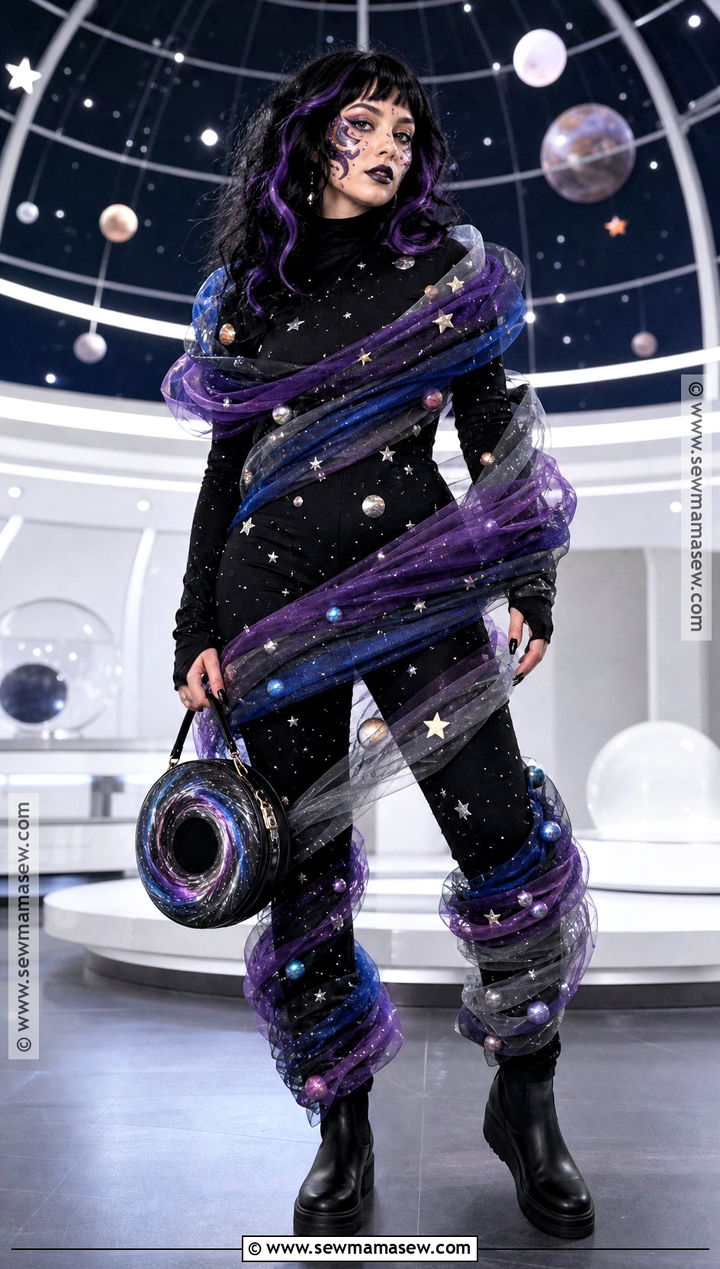 Black Hole Solar System Costume With Swirling Stars - 30 Solar System Costume Ideas