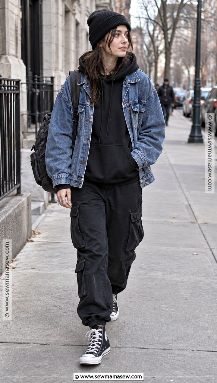 Black Hoodie And Denim Jacket Outfit - 20 the neighbourhood sweater weather ideas