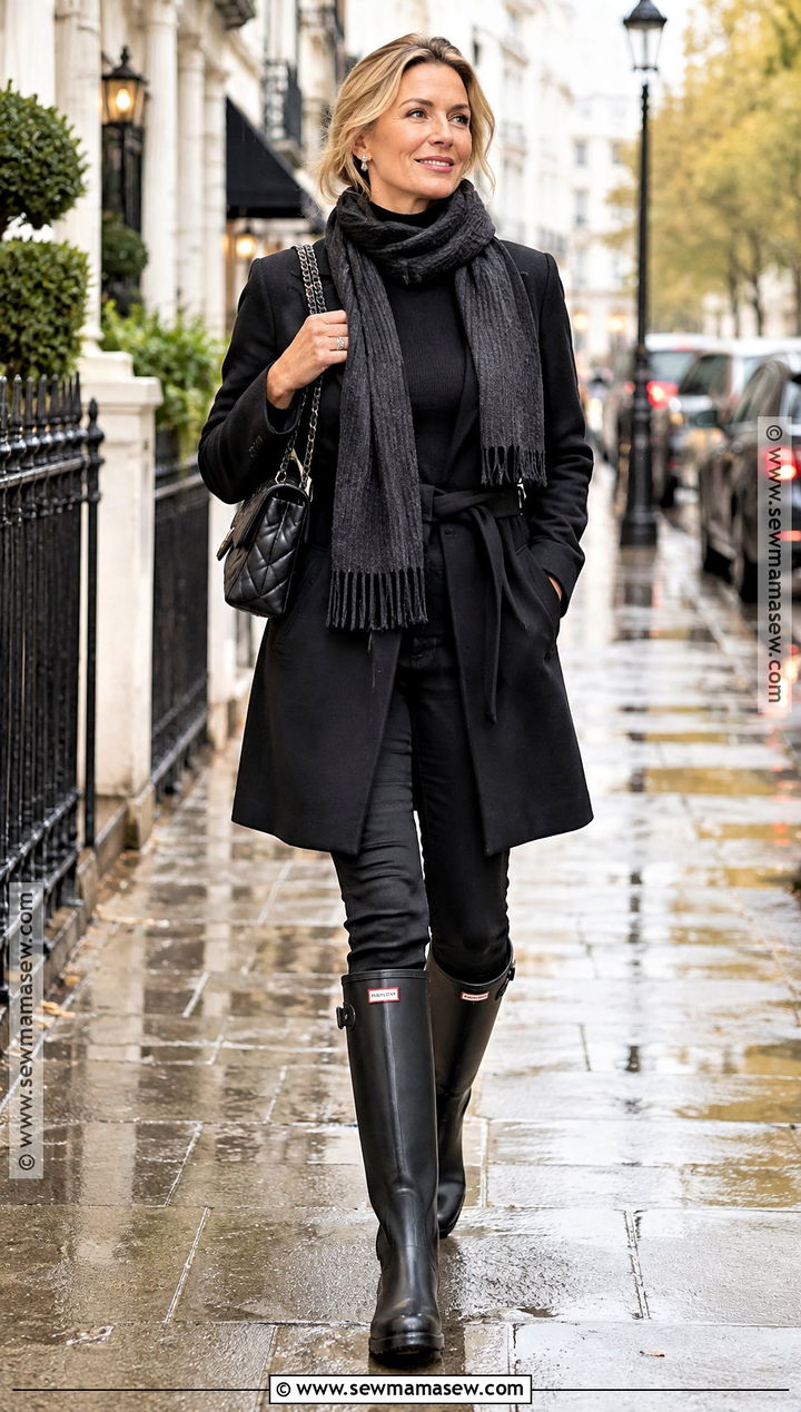 Black Hunter Boots With Monochrome Black Layers - 15 black hunter boots fall