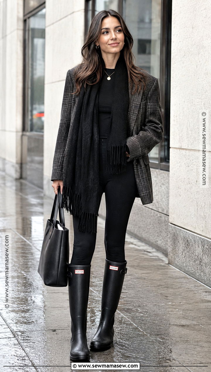 Black Hunter Boots With Oversized Blazer And Leggings - 15 black hunter boots fall