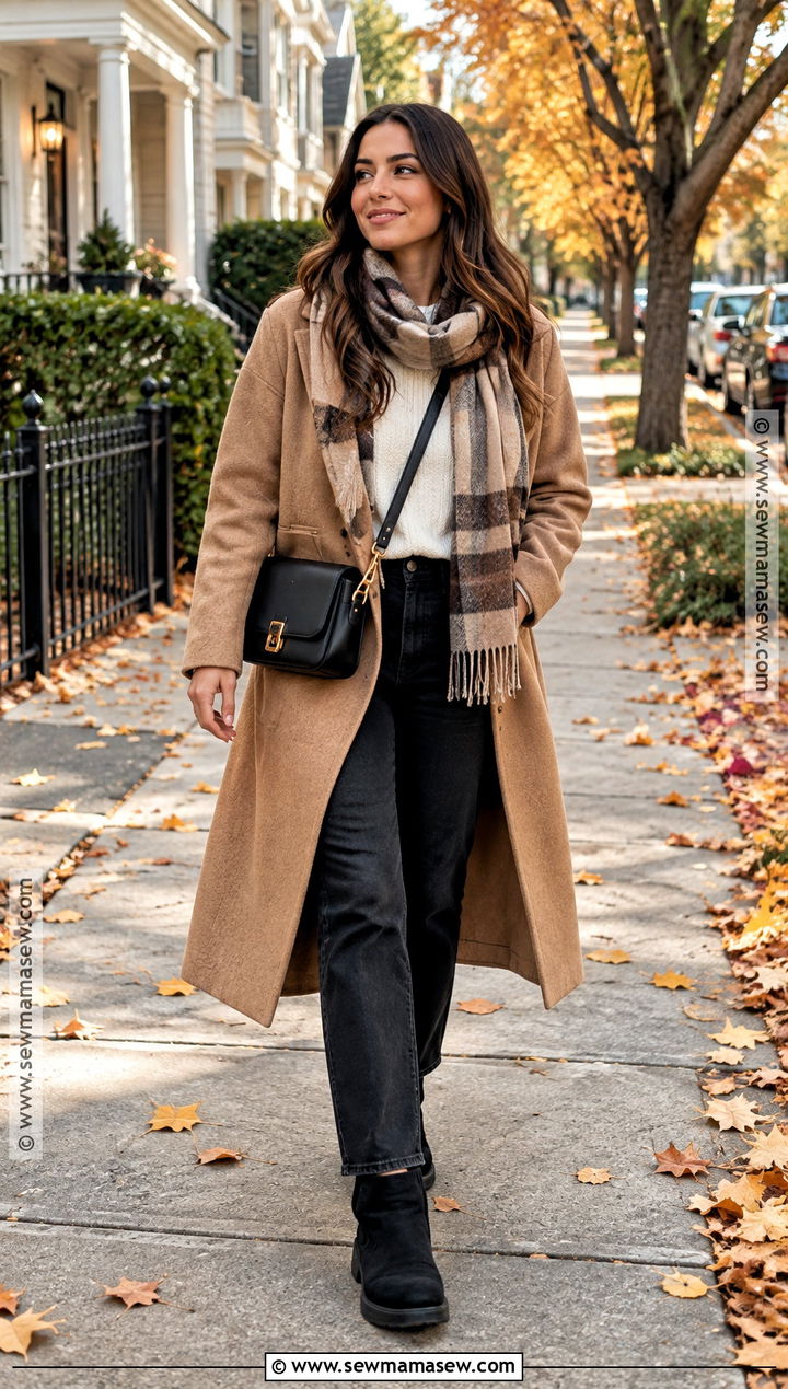 Black Jeans And Camel Coat With Uggs - 20 Thanksgiving Outfit With Uggs Ideas