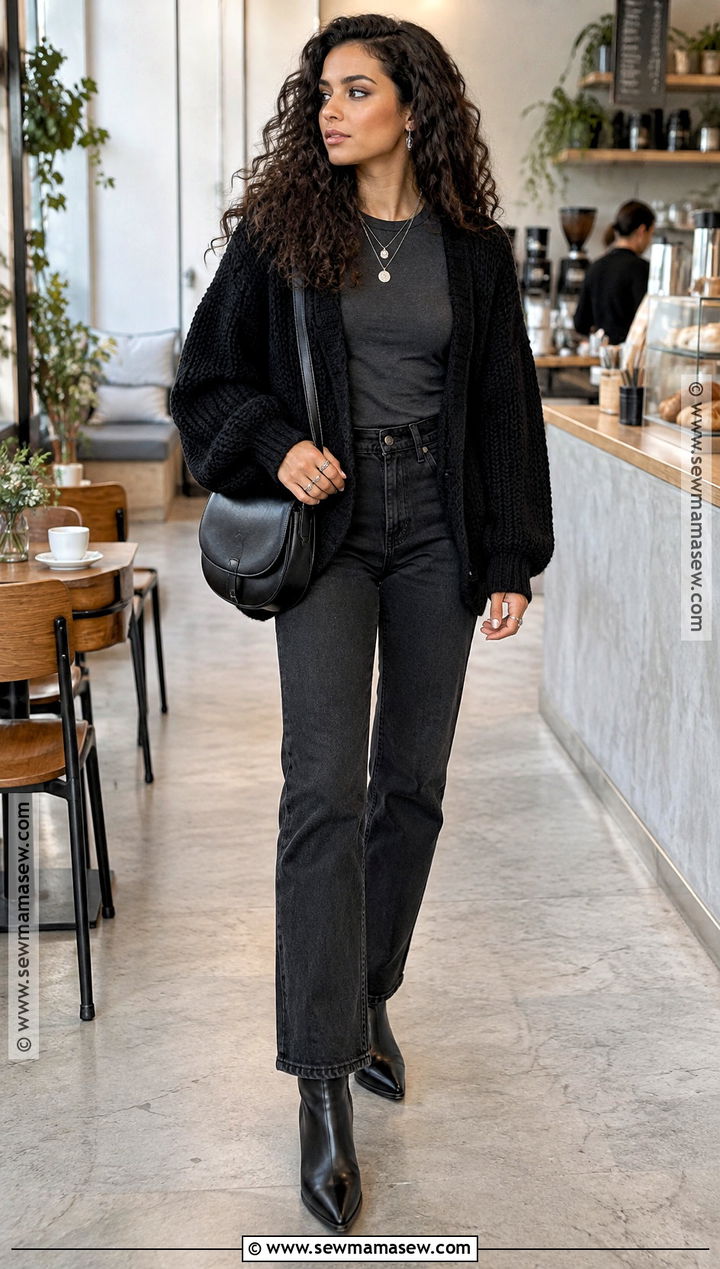 Black Jeans And Cardigan Witch Outfit - 30 witch outfits aesthetic