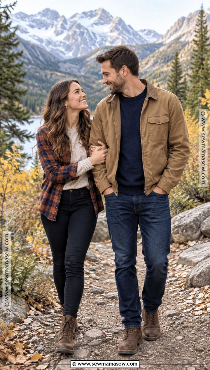 Black Jeans And Flannel Fall Mountain Engagement Outfit - 15 engagement photos outfits fall mountains