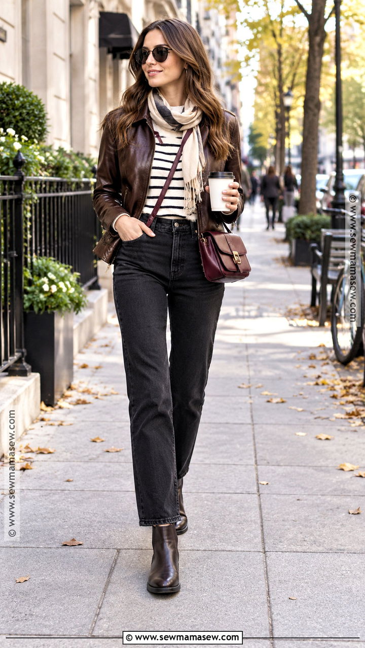 Black Jeans And Leather Jacket Autumn Travel Outfit - 20 autumn outfits travel