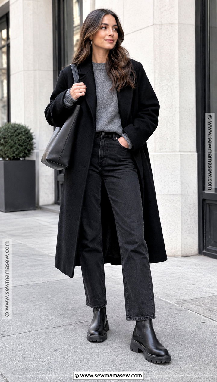 Black Jeans And Lug Sole Chelsea Boots - 20 Chelsea Boots Outfit Women Fall