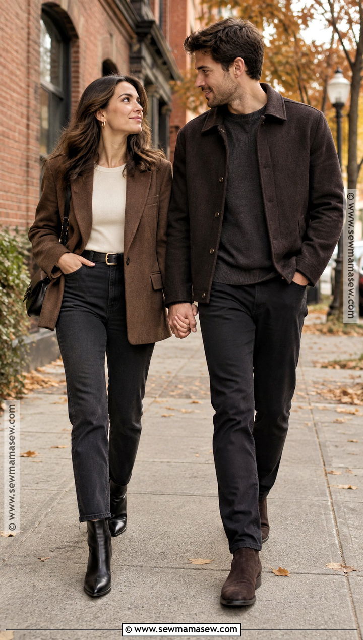 Black Jeans And Oversized Blazer Fall Engagement Outfit - 20 fall engagement pictures outfit outdoor ideas