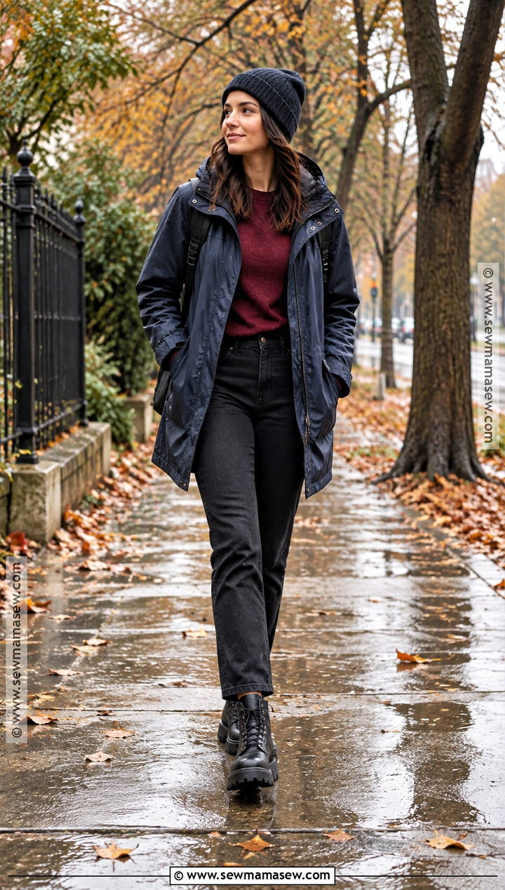 Black Jeans And Parka Rainy Fall Outfit - 25 rainy fall outfit ideas