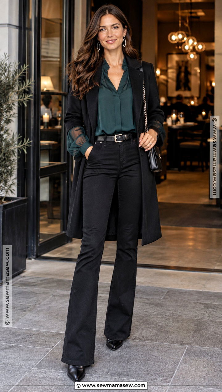Black Jeans And Statement Blouse Fall Girls Night Out Outfit - 20 girls night out fall outfit ideas