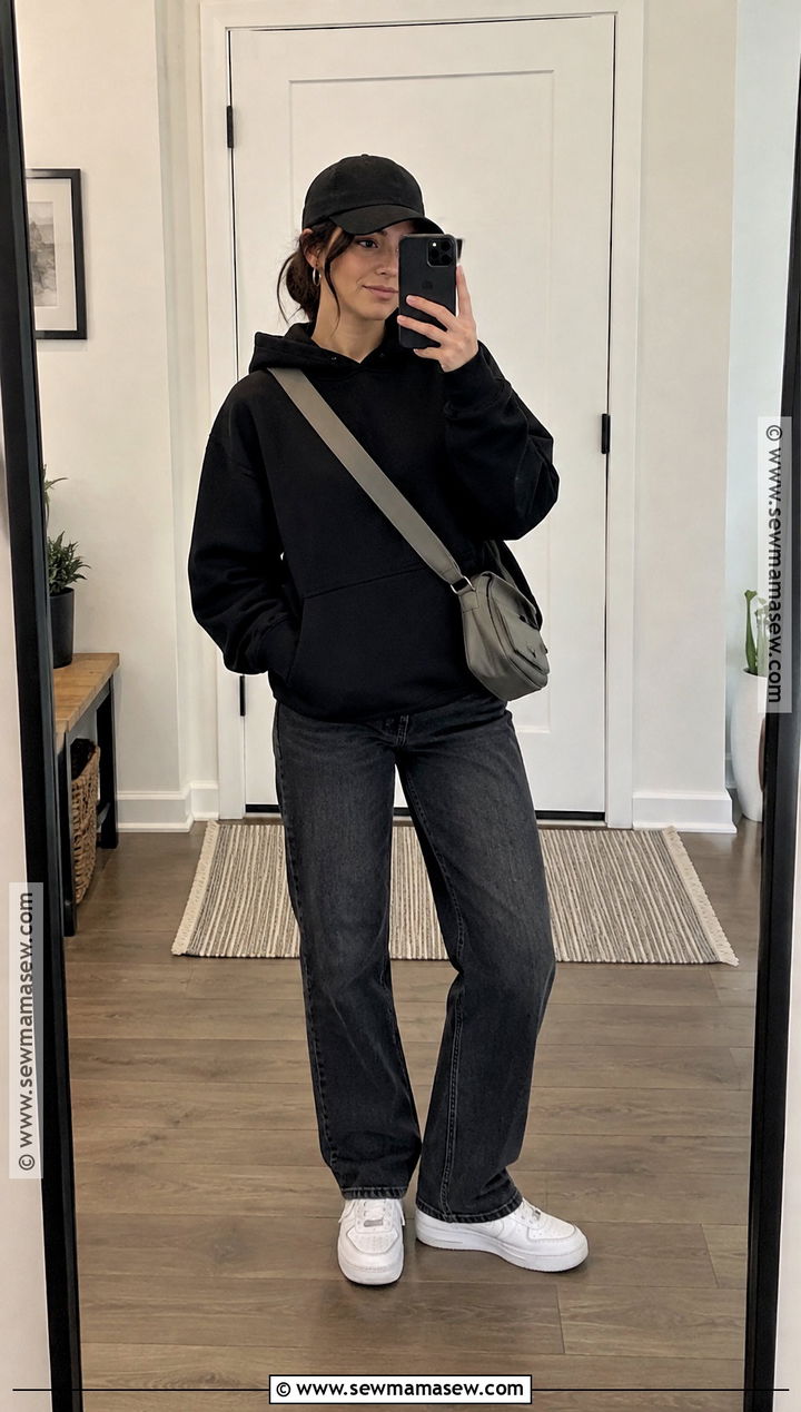 Black Jeans With Black Hoodie And White Sneakers - 20 black jeans outfit fall casual