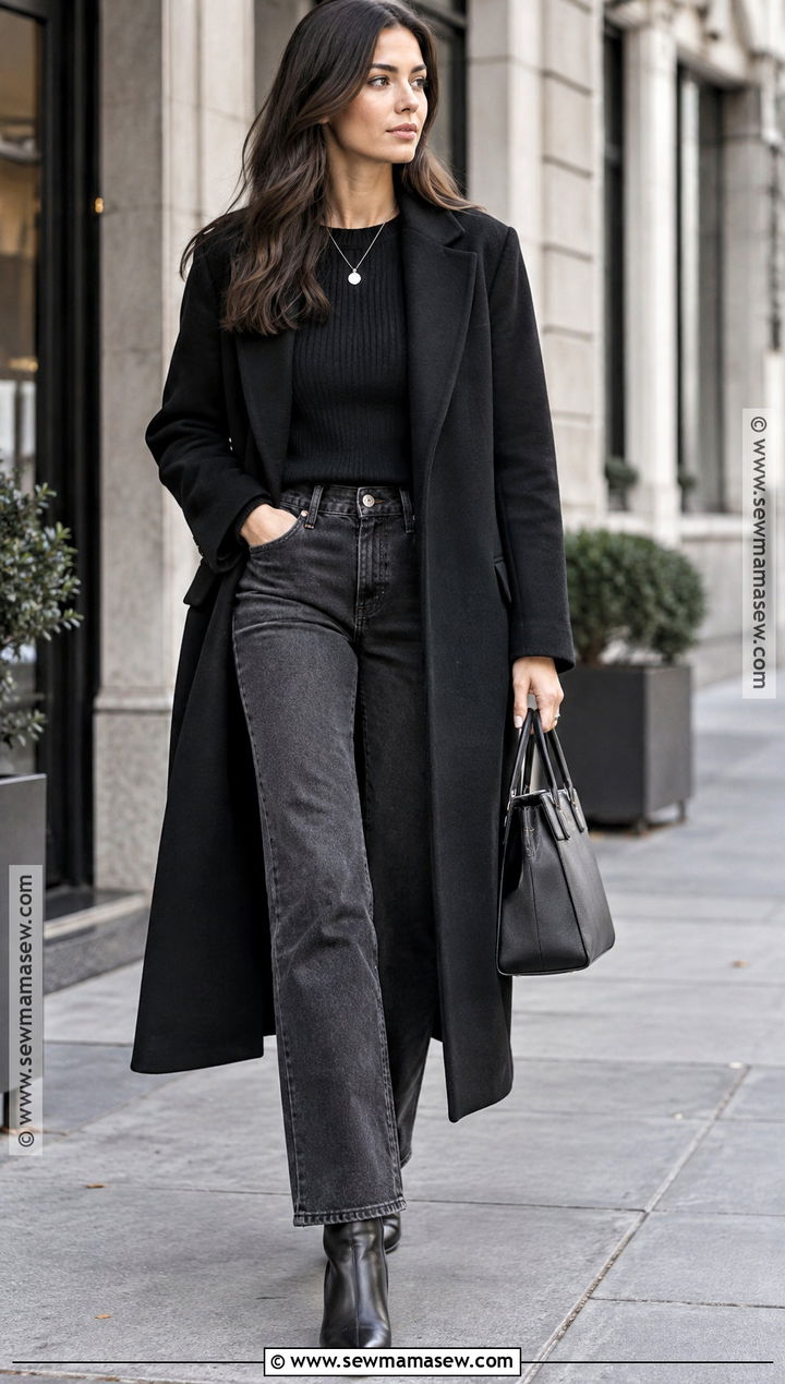 Black Jeans With Black Sweater And Black Boots - 25 Black Jeans Fall Outfit