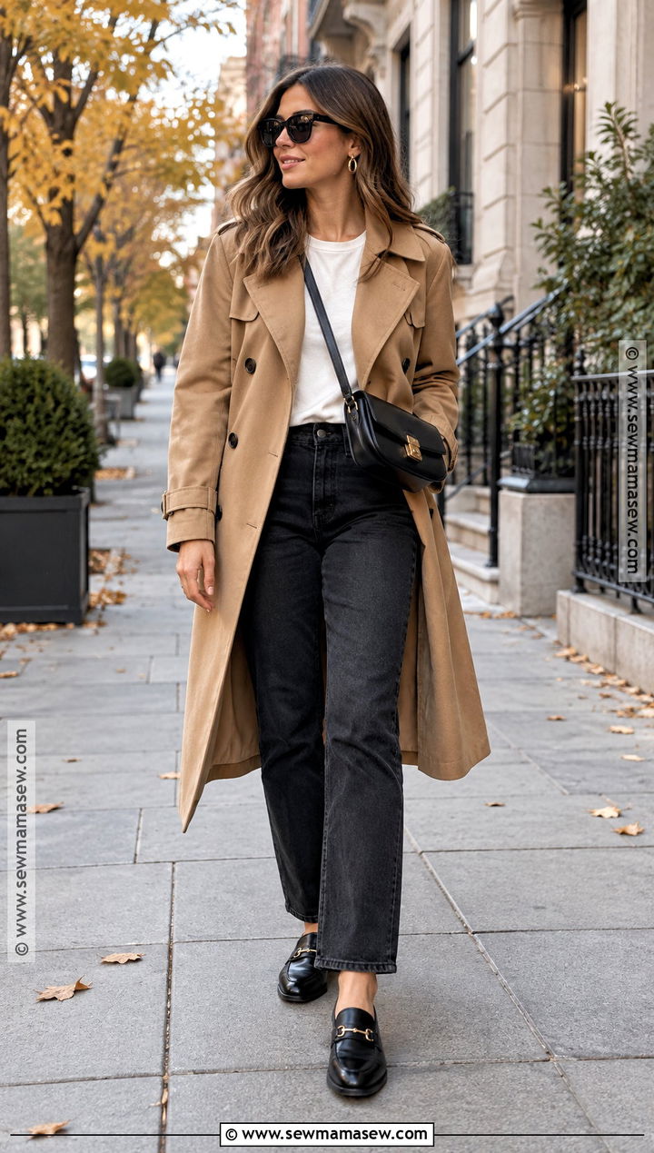 Black Jeans With Camel Trench Coat - 20 Autumn Outfits Black Jeans
