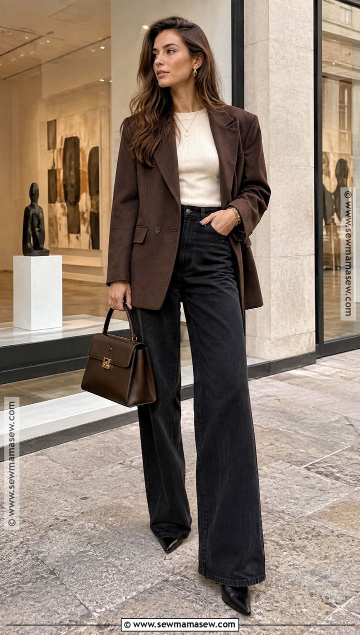 Black Jeans With Chocolate Brown Blazer - 20 Autumn Outfits Black Jeans