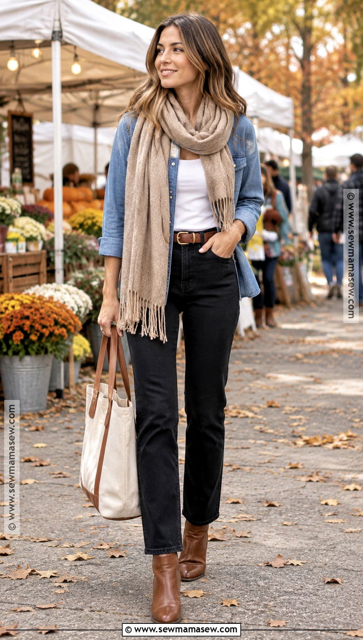 Black Jeans With Denim Shirt - 20 Autumn Outfits Black Jeans