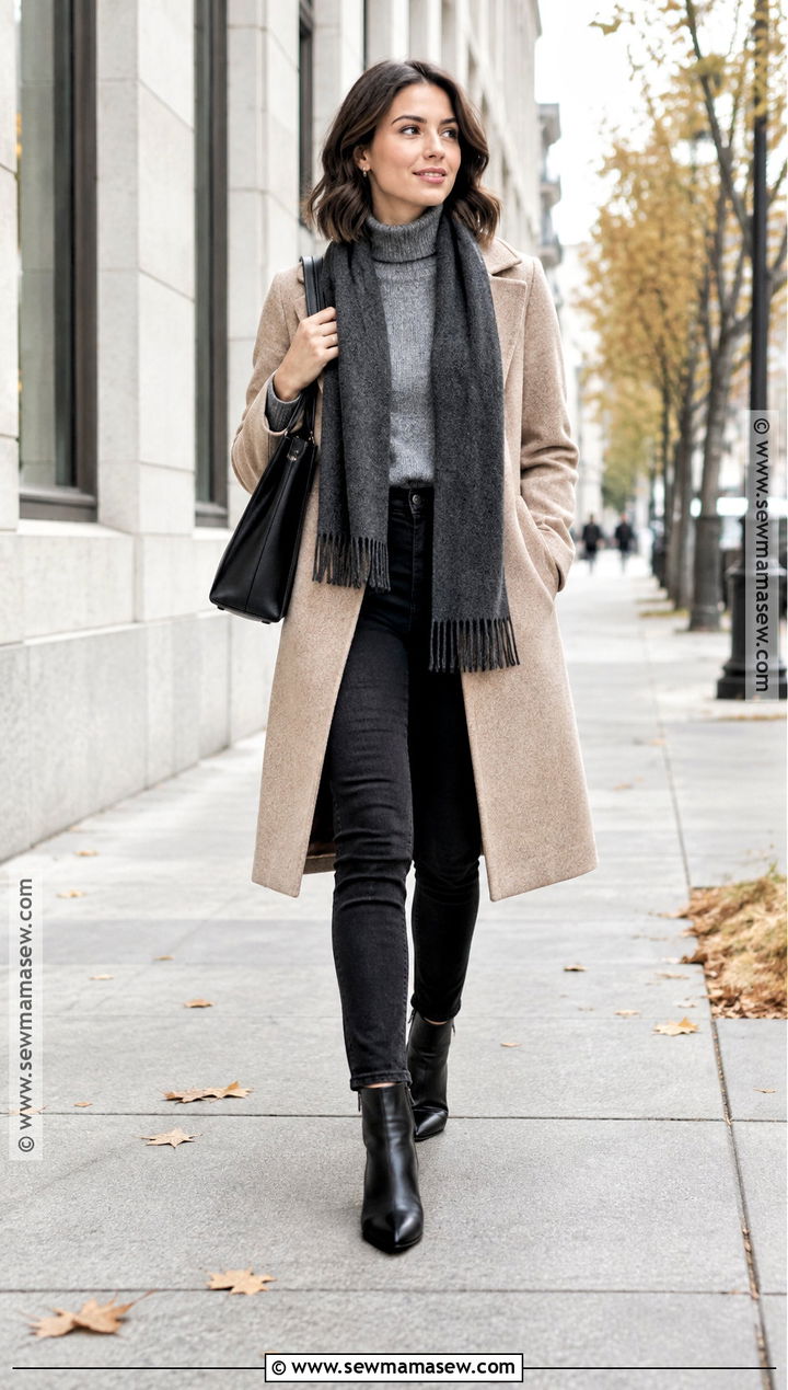 Black Jeans With Long Wool Coat - 20 Autumn Outfits Black Jeans