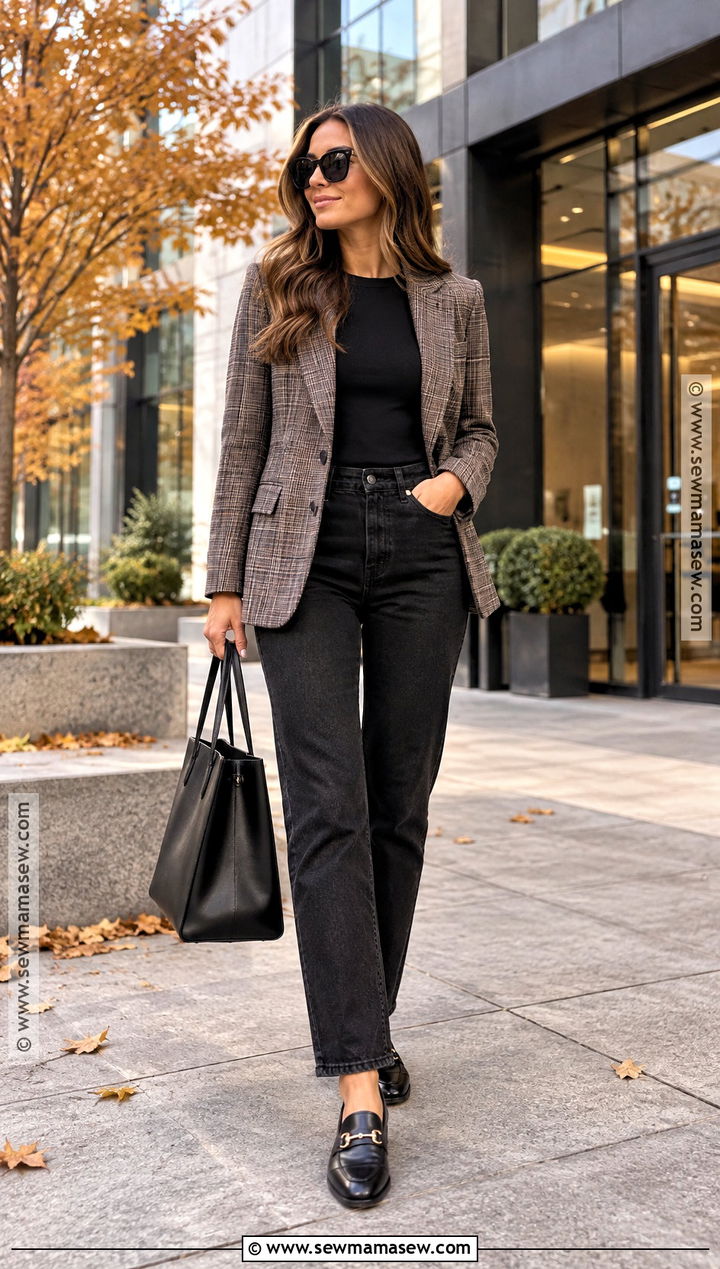 Black Jeans With Plaid Blazer - 20 Autumn Outfits Black Jeans