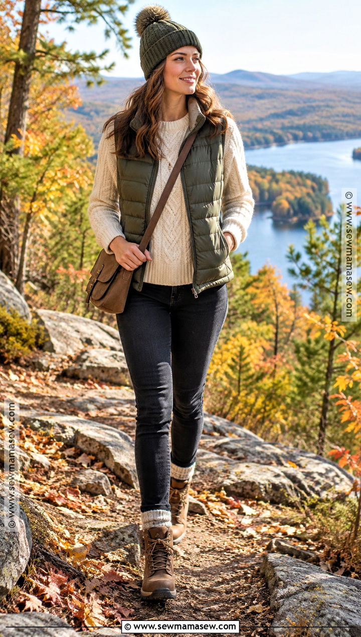 Black Jeans With Puffer Vest And Hiking Boots - 25 Black Jeans Fall Outfit
