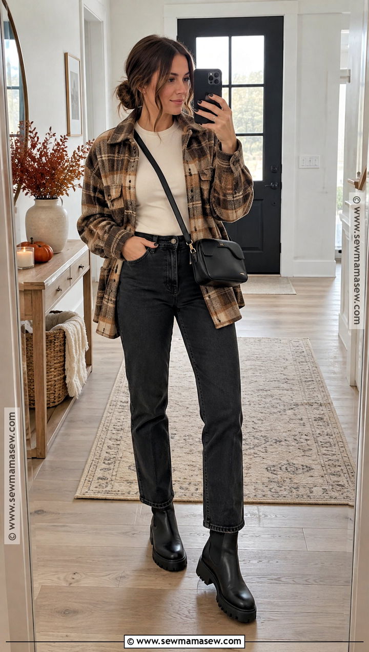Black Jeans With Shacket - 20 Autumn Outfits Black Jeans