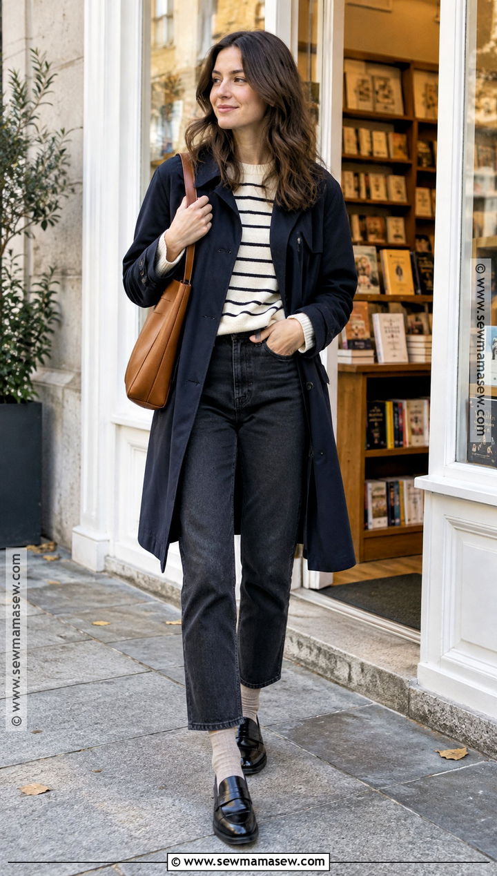 Black Jeans With Striped Sweater Outfit - 20 black jeans autumn outfit