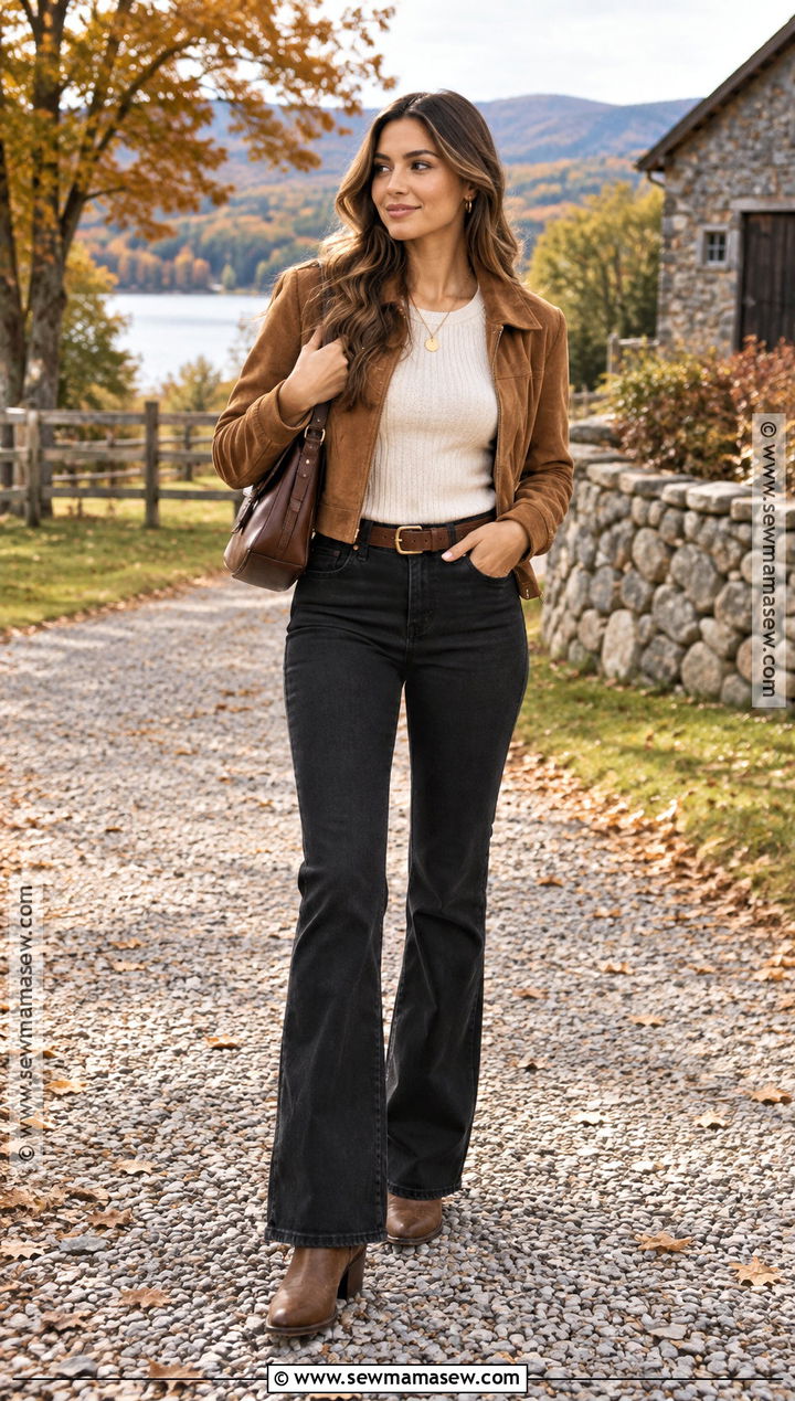 Black Jeans With Suede Jacket And Western Boots - 25 Black Jeans Fall Outfit