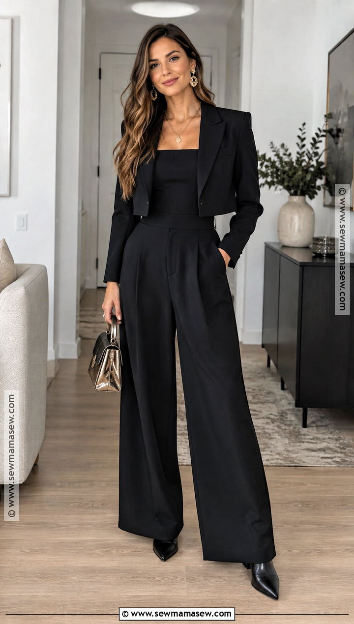 Black Jumpsuit And Gold Accessories Friendsgiving Outfit - 20 friendsgiving outfit inspo ideas