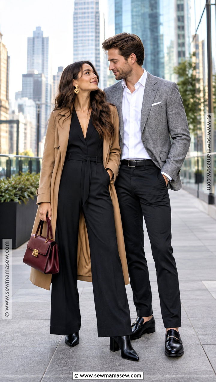 Black Jumpsuit Engagement Outfit - 15 engagement photoshoot outfit fall ideas