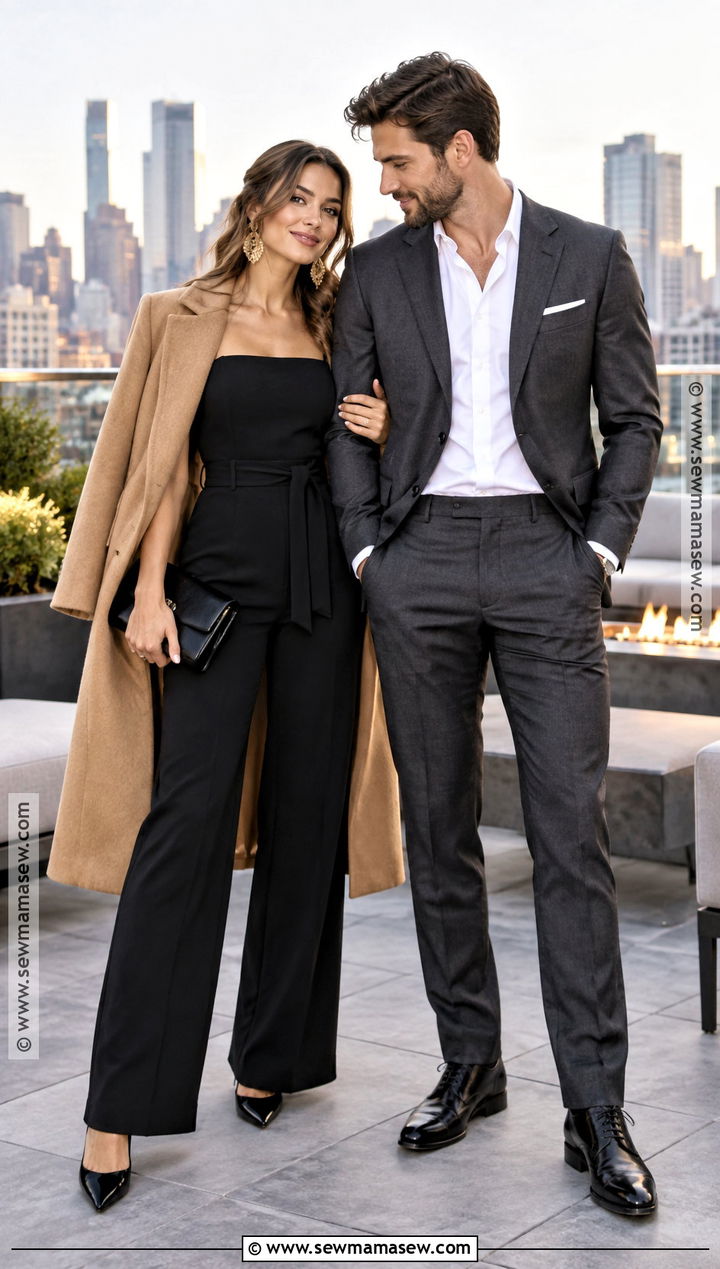Black Jumpsuit Fall Engagement Outfit - 15 engagement photoshoot fall outfits