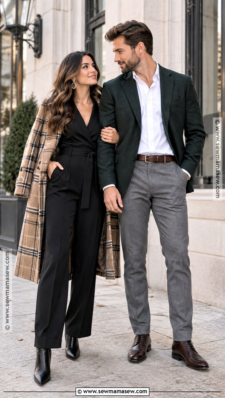 Black Jumpsuit Fall Engagement Shoot Outfit - 20 engagement shoot outfit fall ideas