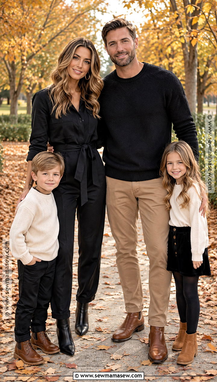 Black Jumpsuit Family Outfits - 20 fall family photos black outfits