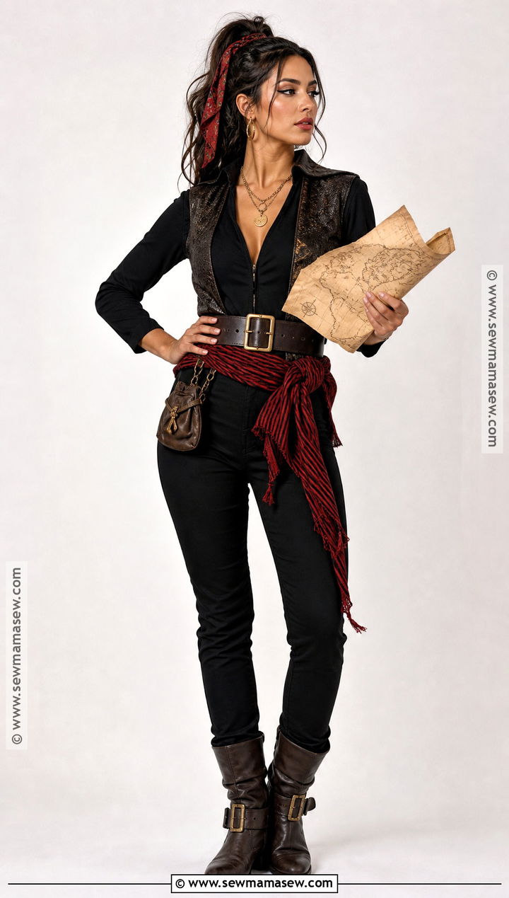 Black Jumpsuit Pirate Costume - 30 Simple Pirate Costume Ideas for Women