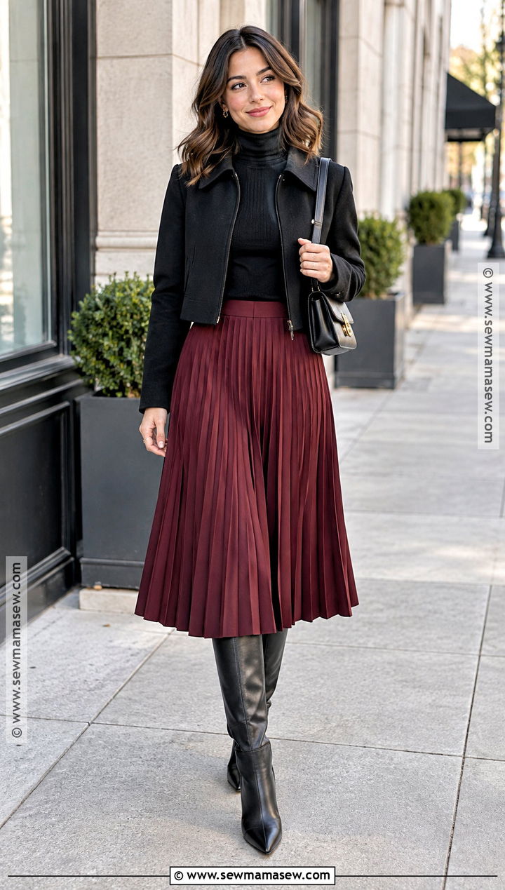 Black Knee High Boots With A Midi Skirt And Turtleneck - 15 black knee-high boots fall fashion