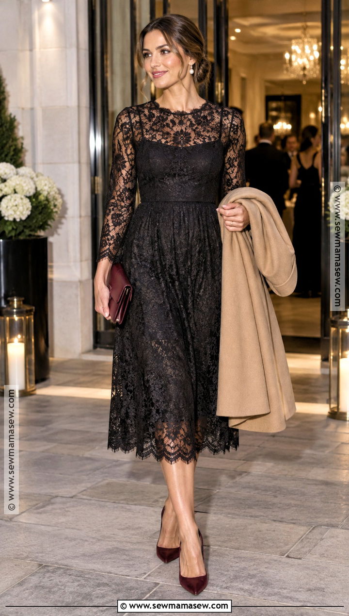 Black Lace Autumn Wedding Guest Dress - 25 autumn wedding guest dress ideas