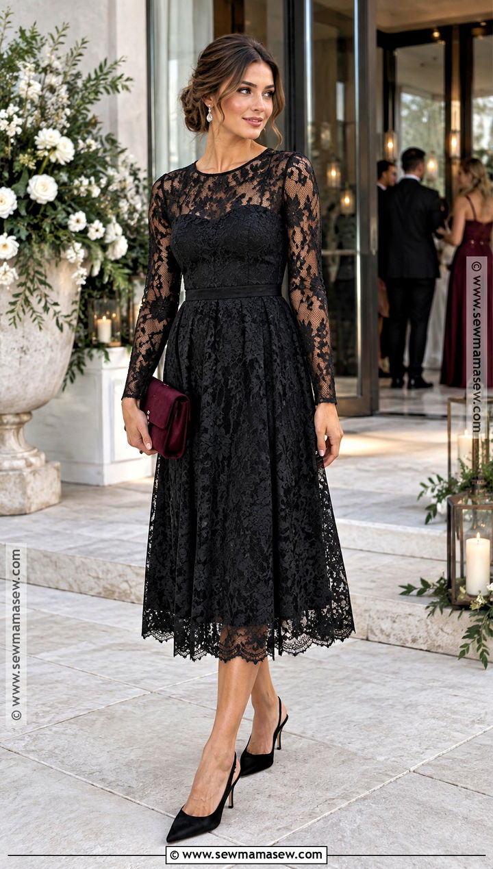 Black Lace Fall Wedding Guest Dress - 15 fall wedding guest dress edgy ideas