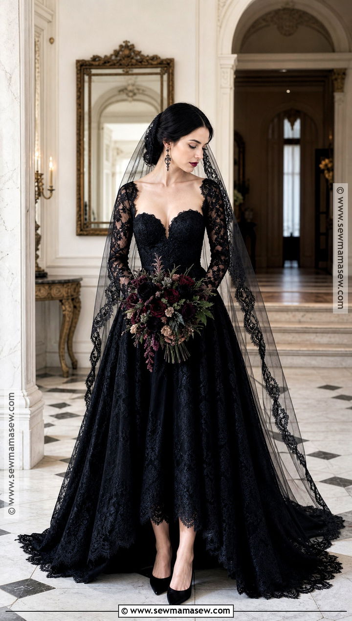 Black Lace Halloween Wedding Dress - 30 halloween wedding dresses
